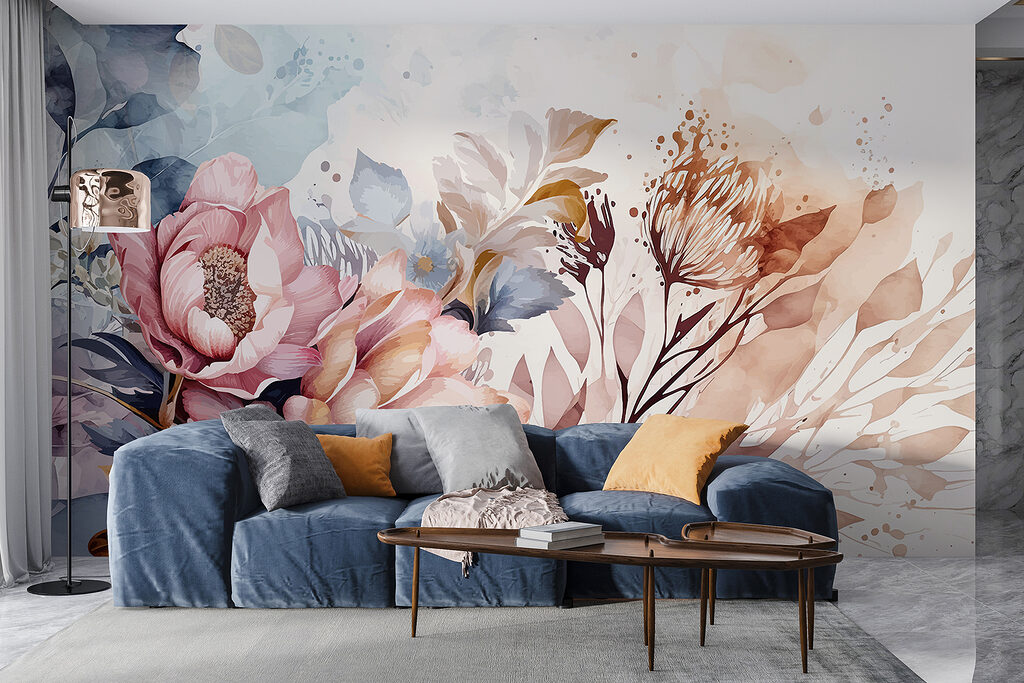 Painting of flowers and leaves Painting of flowers and leaves