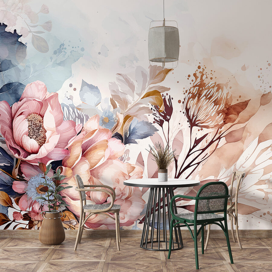 Pintura de flores e folhas Pintura de flores e folhas
