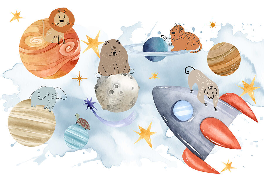 Grupo de animais no espaço