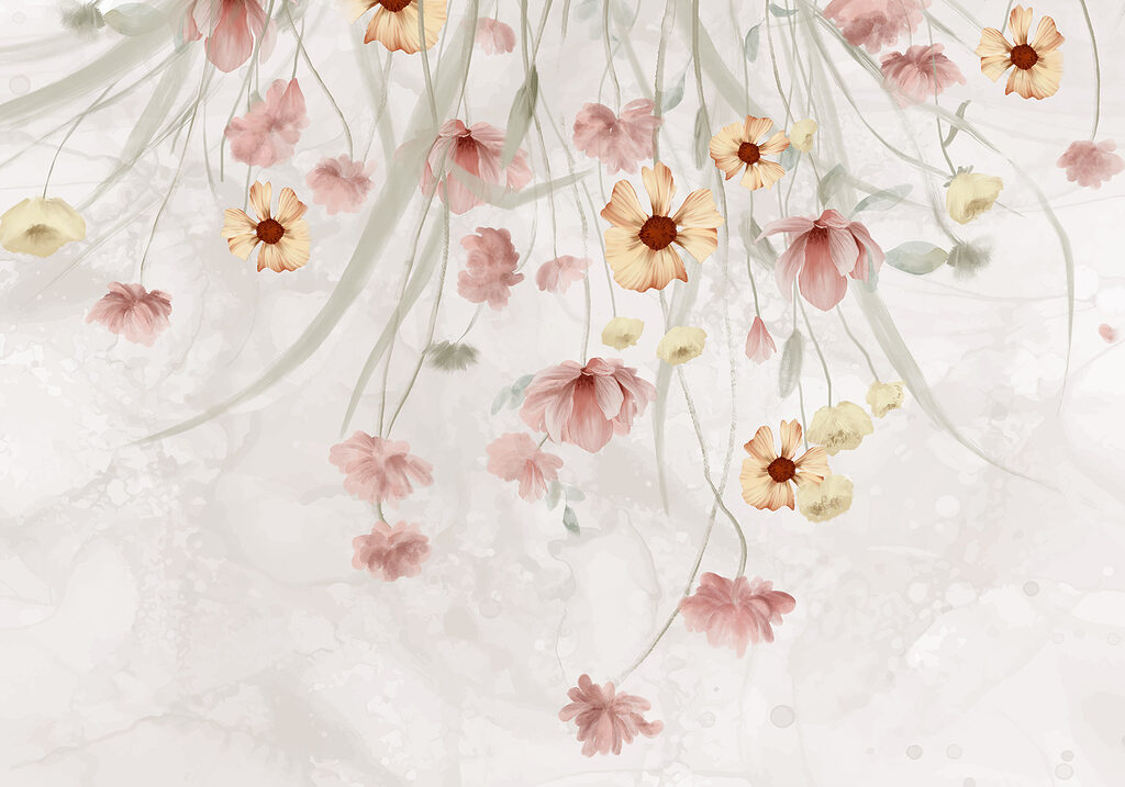 Pintura de flores sobre um fundo branco Pintura de flores sobre um fundo branco