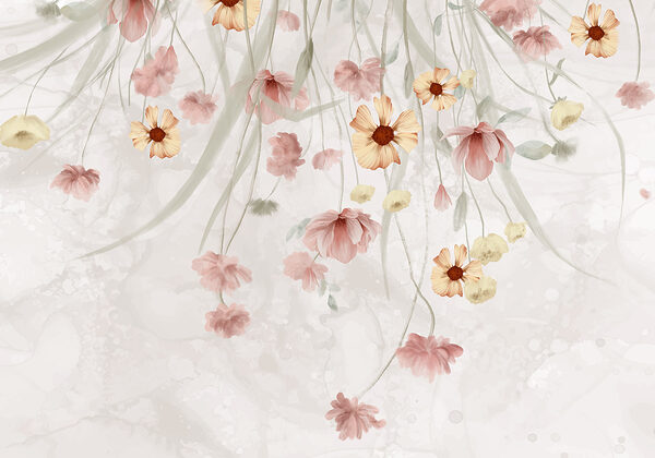Pintura de flores sobre um fundo branco Pintura de flores sobre um fundo branco