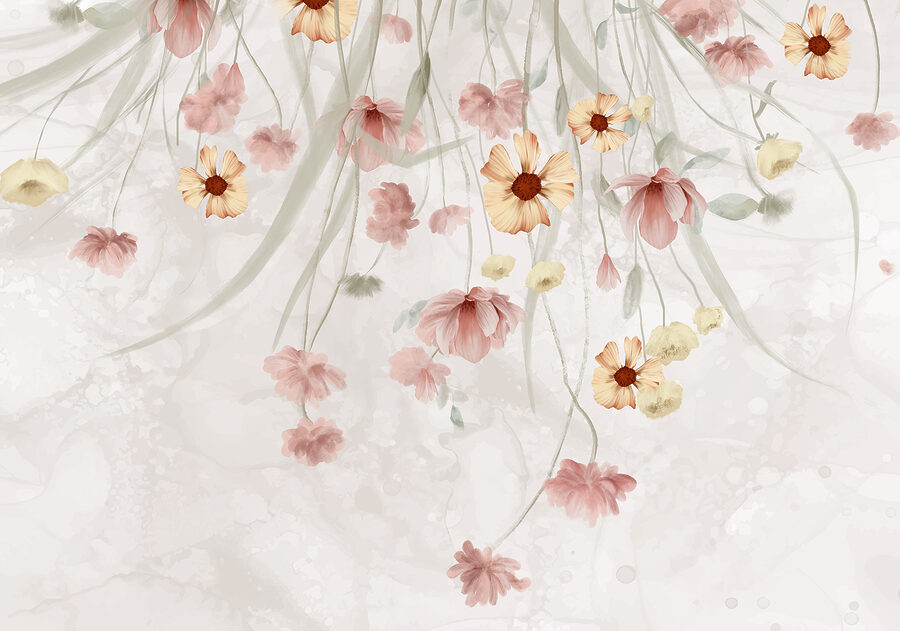 Pintura de flores sobre um fundo branco