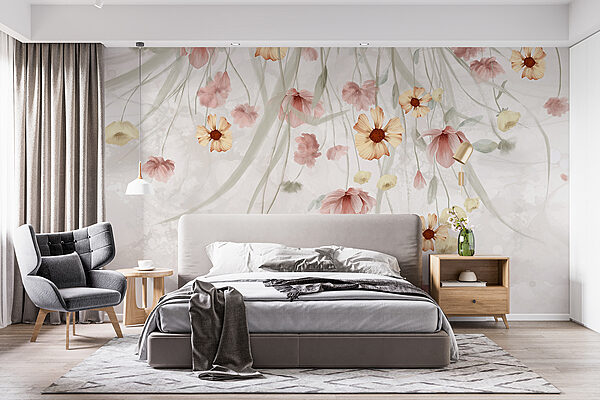 Pintura de flores sobre um fundo branco Pintura de flores sobre um fundo branco
