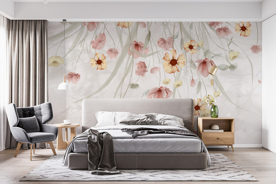 Pintura de flores sobre um fundo branco