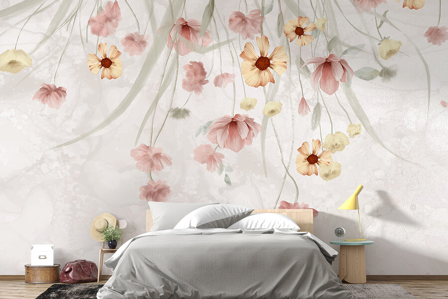 Pintura de flores sobre um fundo branco