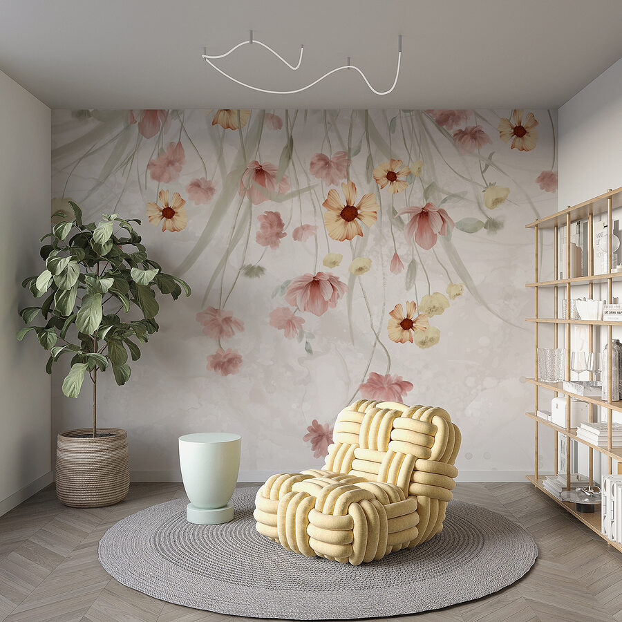 Pintura de flores sobre um fundo branco