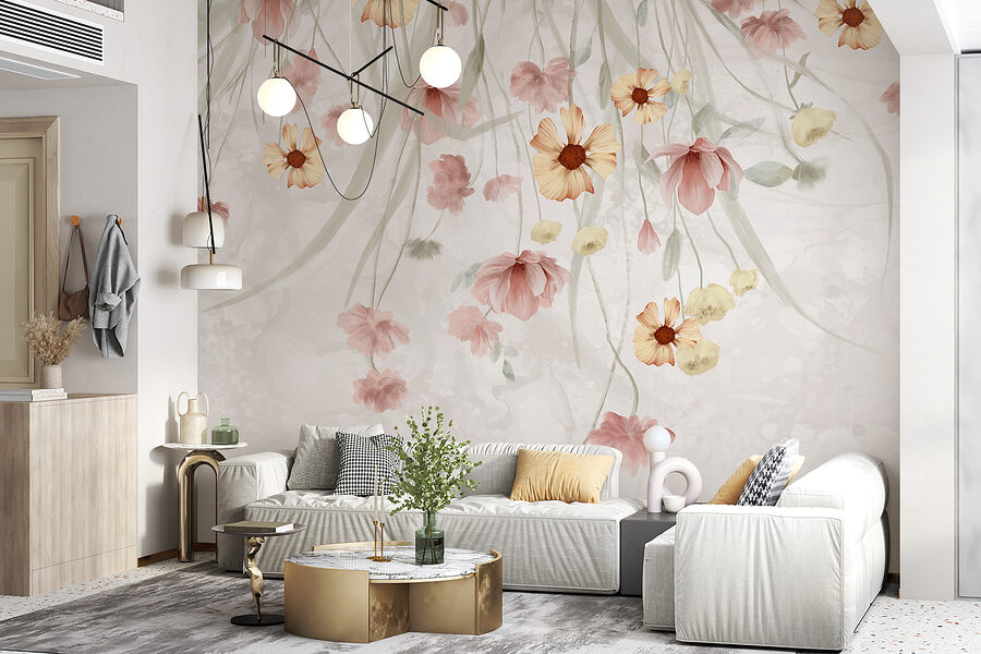 Pintura de flores sobre um fundo branco