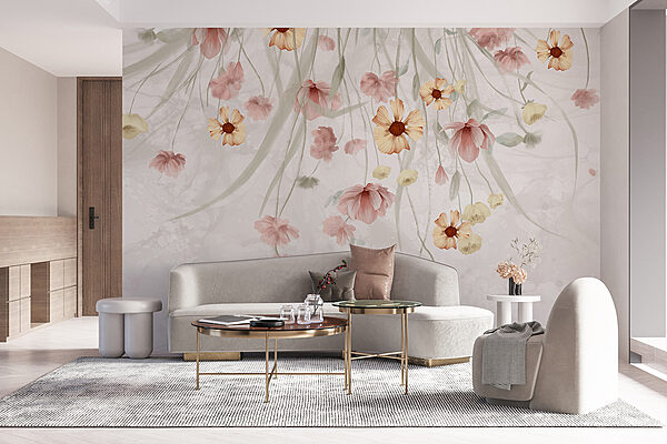 Pintura de flores sobre um fundo branco Pintura de flores sobre um fundo branco