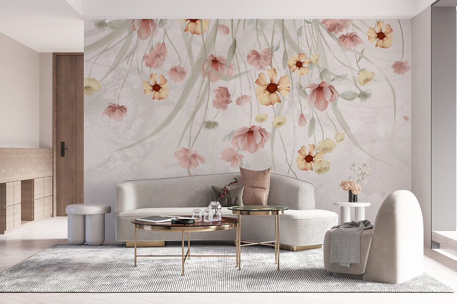 Pintura de flores sobre um fundo branco