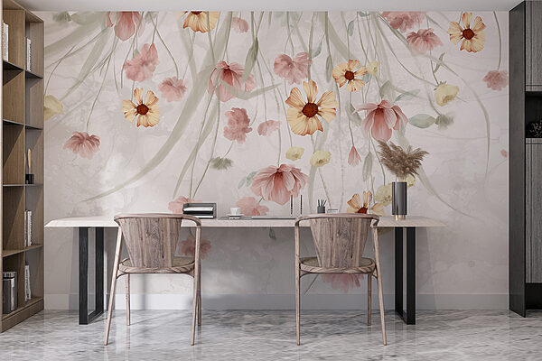 Pintura de flores sobre um fundo branco Pintura de flores sobre um fundo branco