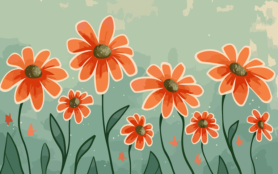 Grupo de flores cor de laranja