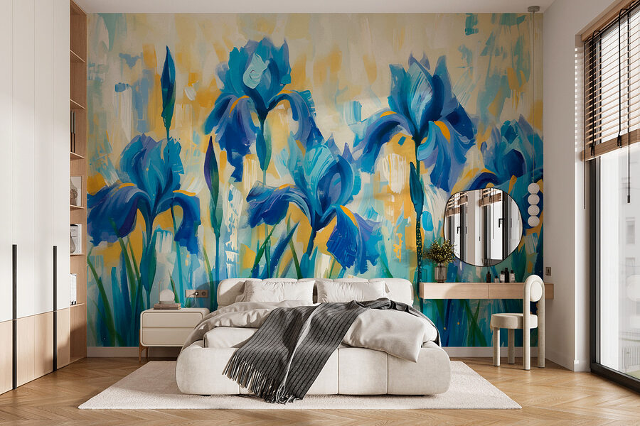 Pintura de flores azuis Pintura de flores azuis