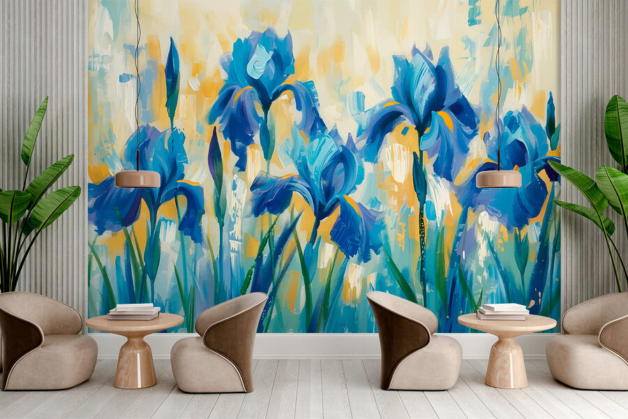 Pintura de flores azuis Pintura de flores azuis