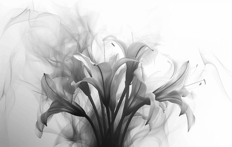 Imagem a preto e branco de flores