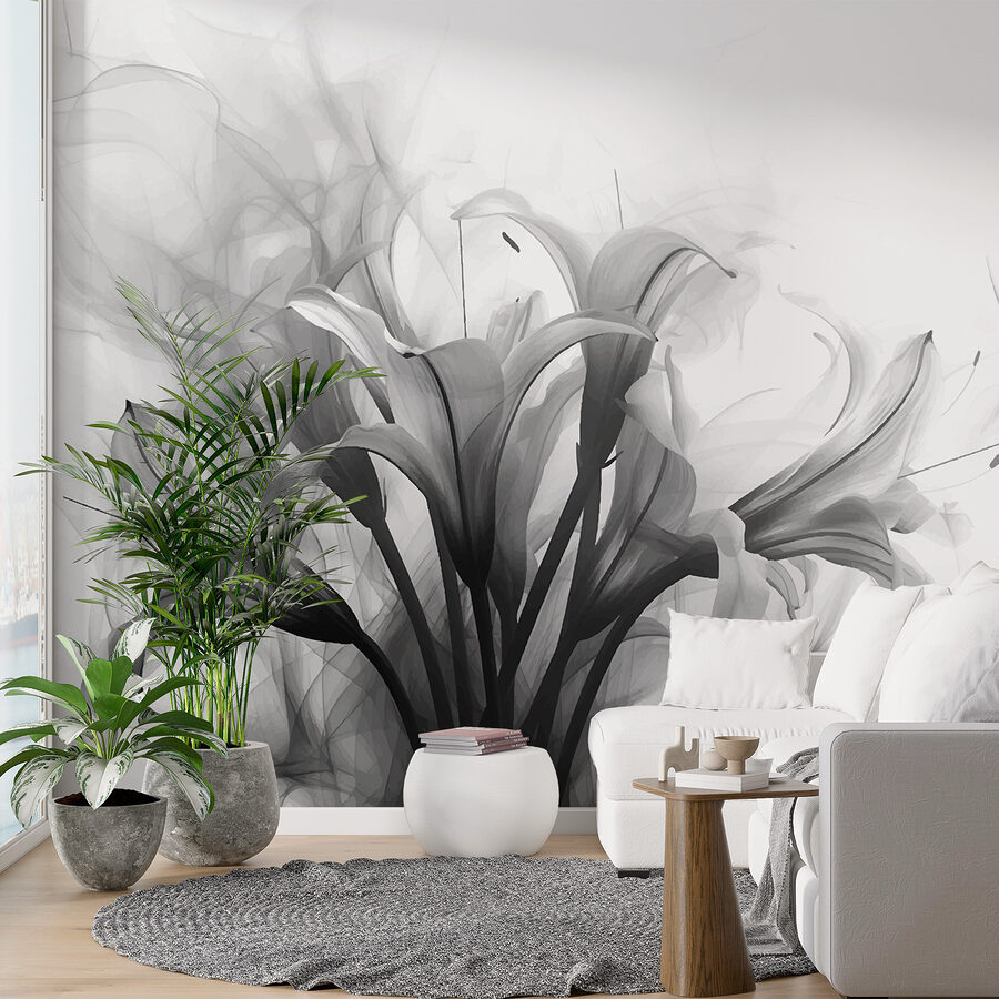 Imagem a preto e branco de flores