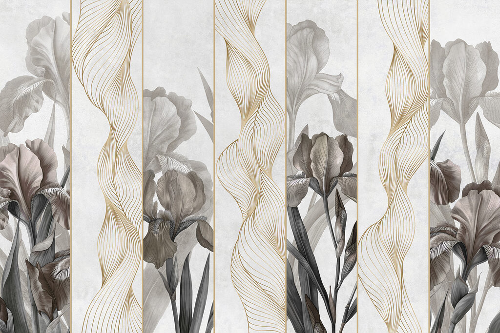 Ondas elegantes e design floral Ondas elegantes e design floral