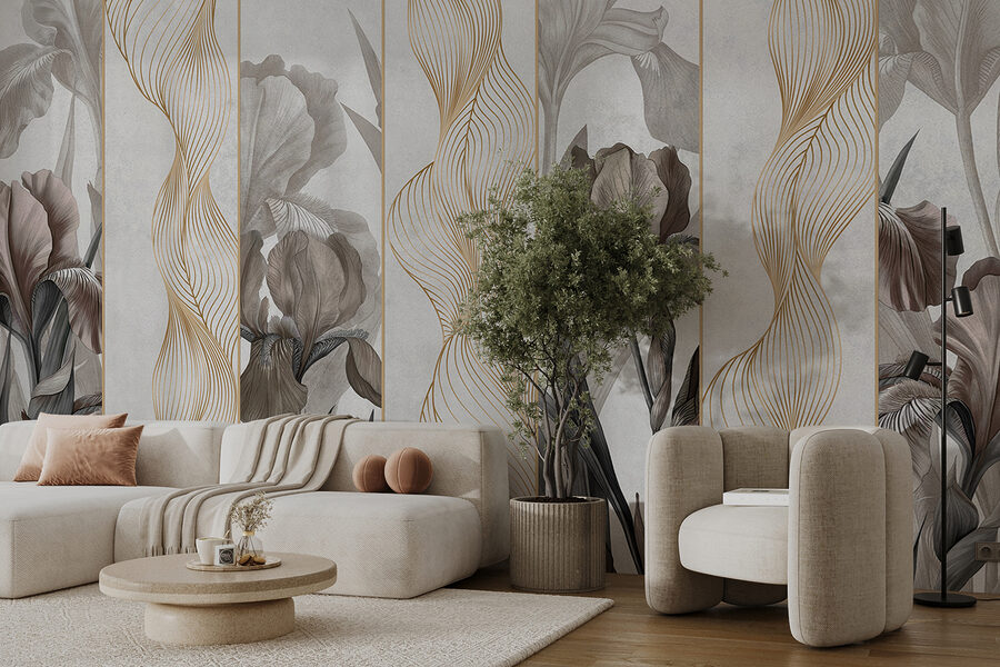Papel de parede Ondas elegantes e design floral - Image 2