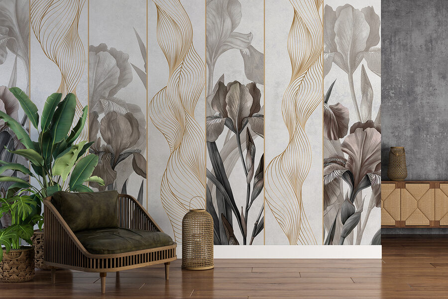 Papel de parede Ondas elegantes e design floral - Image 3