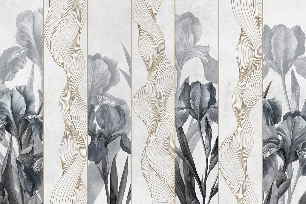 Papel de parede com flores e linhas Papel de parede com flores e linhas