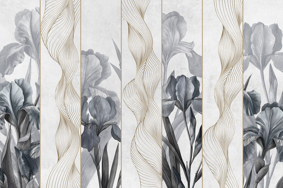 Papel de parede com flores e linhas
