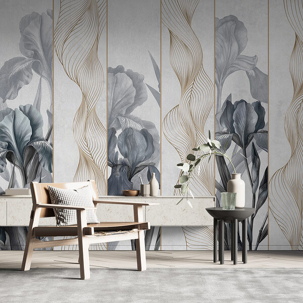 Papel de parede com flores e linhas Papel de parede com flores e linhas