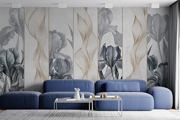 Papel de parede com flores e linhas Papel de parede com flores e linhas