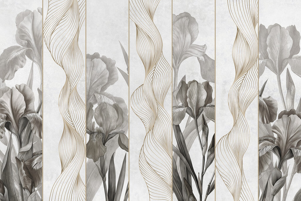 Papel de parede com flores e linhas Papel de parede com flores e linhas