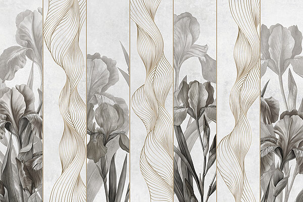 Papel de parede com flores e linhas Papel de parede com flores e linhas