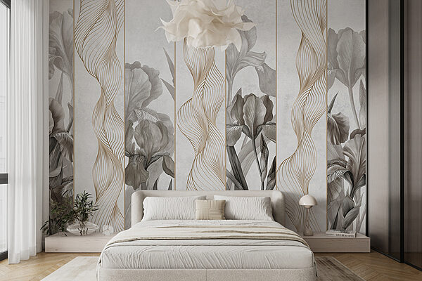 Papel de parede com flores e linhas Papel de parede com flores e linhas