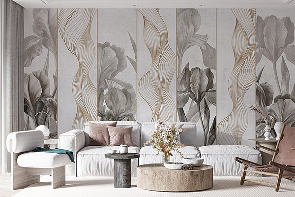 Papel de parede com flores e linhas Papel de parede com flores e linhas