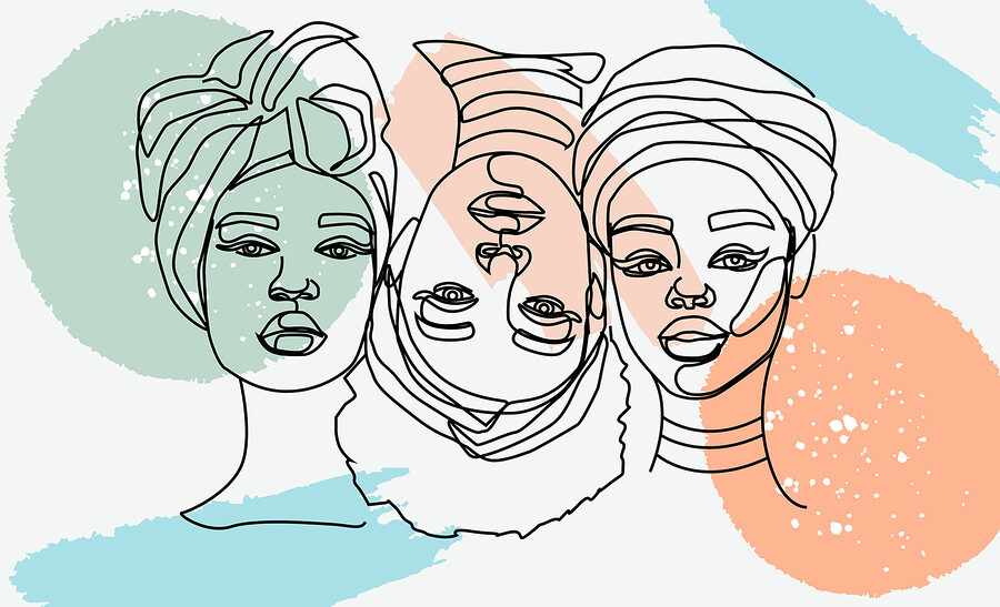 Grupo de rostos de mulheres&#8217