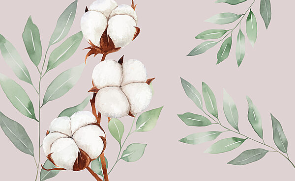 Flores e folhas de algodão Flores e folhas de algodão