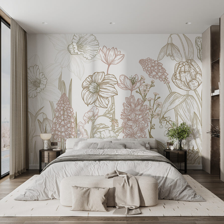 Desenho de flores e plantas