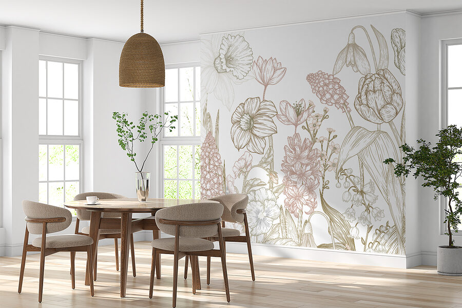 Desenho de flores e plantas