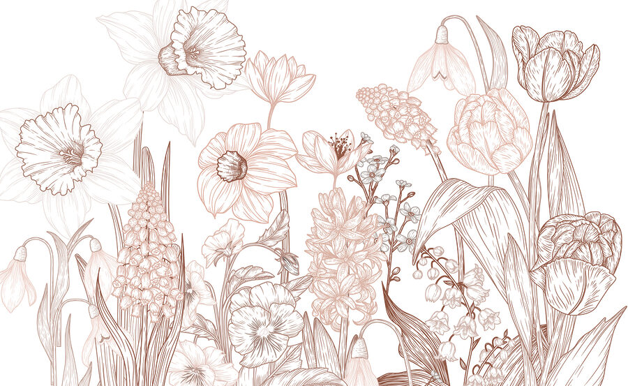 Desenho de flores e folhas