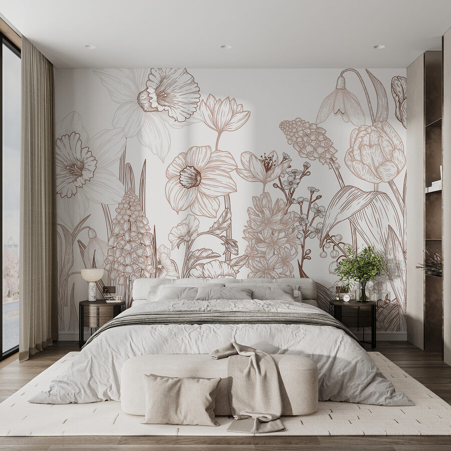 Desenho de flores e folhas