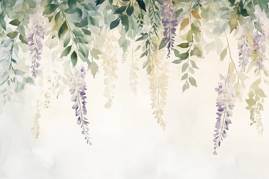 Pintura de flores e folhas
