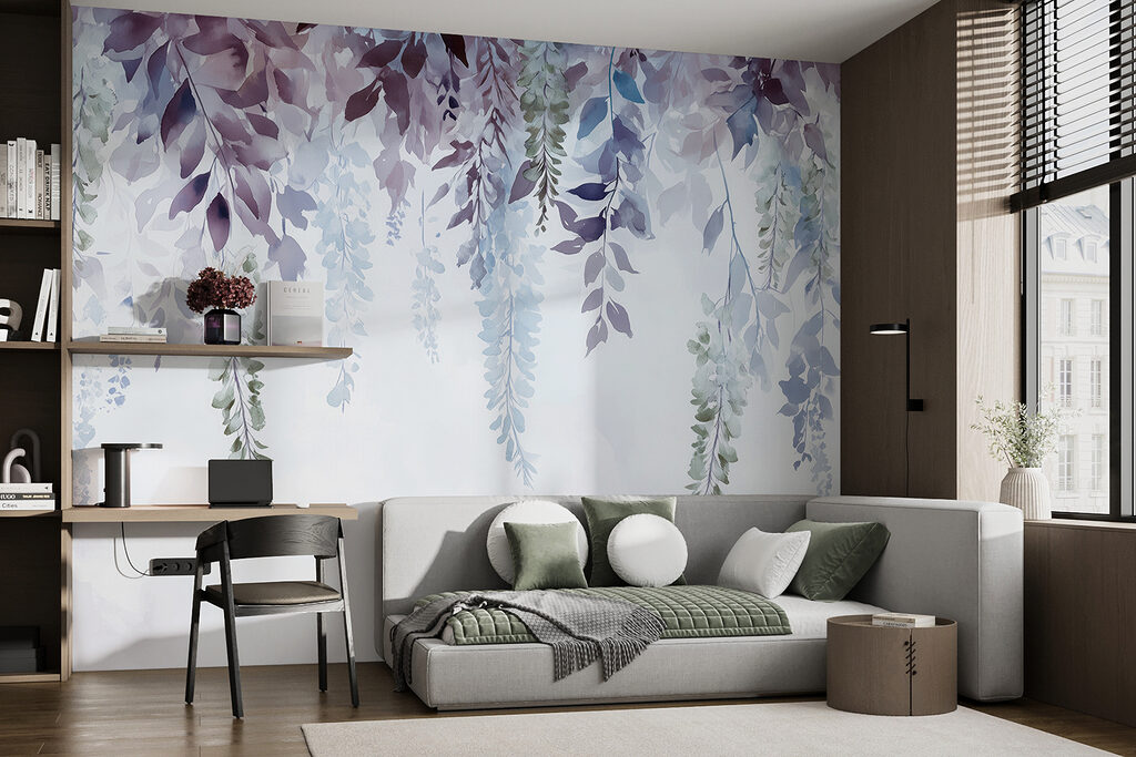 Painting of leaves and flowers