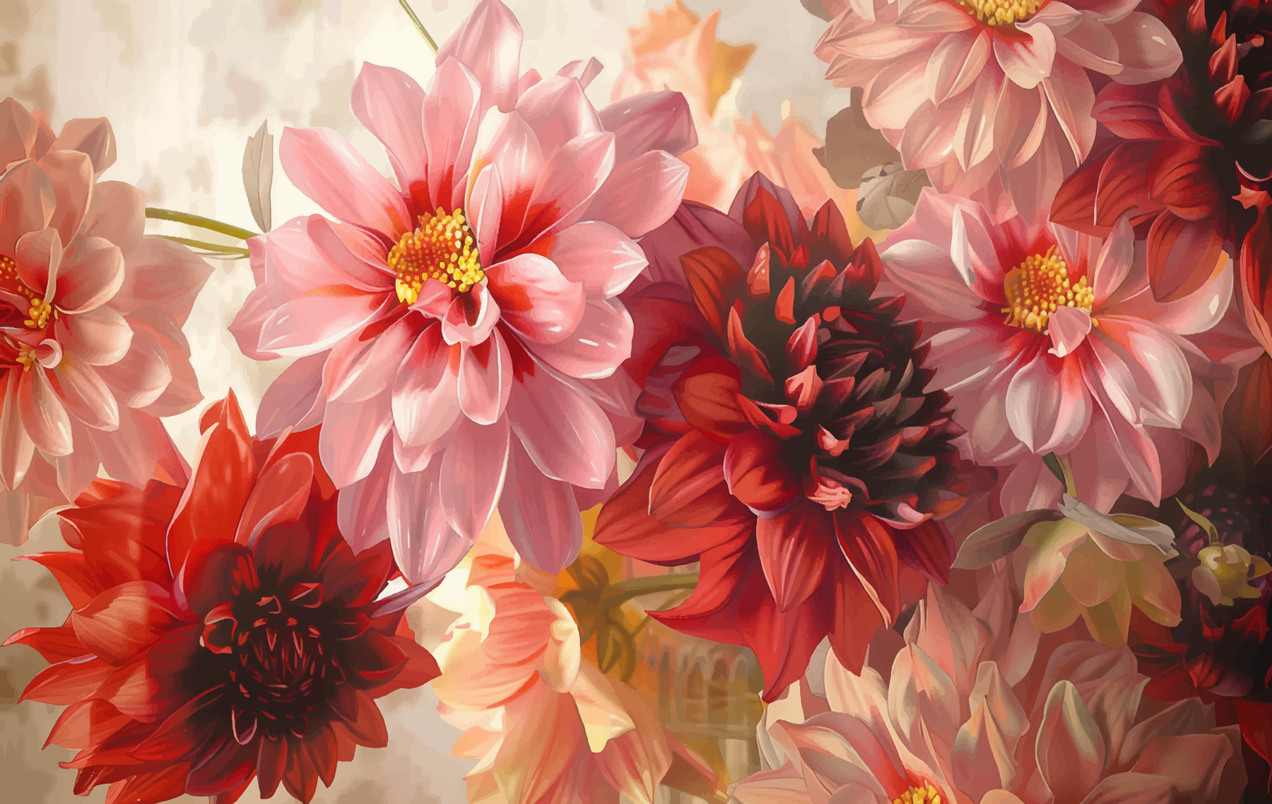 Group of flowers with a blurry background