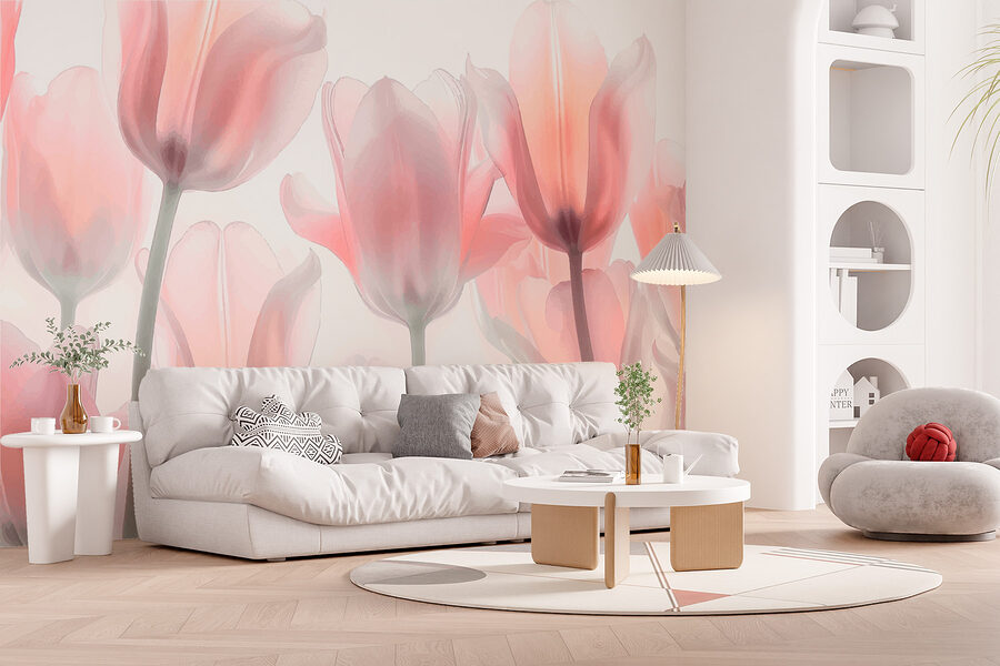 Papel de parede Grupo de flores cor-de-rosa - Image 2