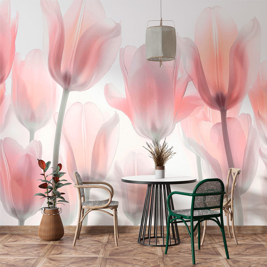 Papel de parede Grupo de flores cor-de-rosa - Image 3