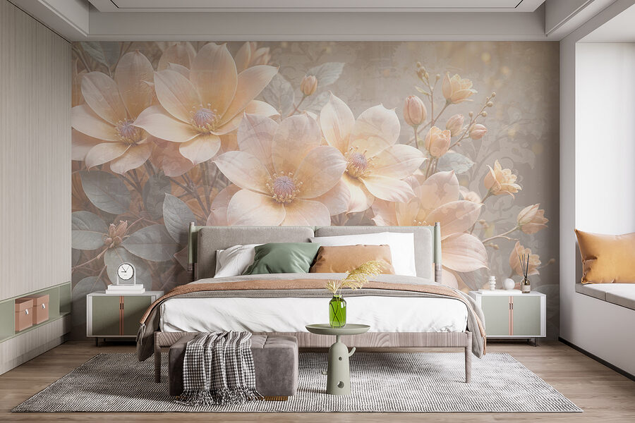 Grupo de flores com folhas