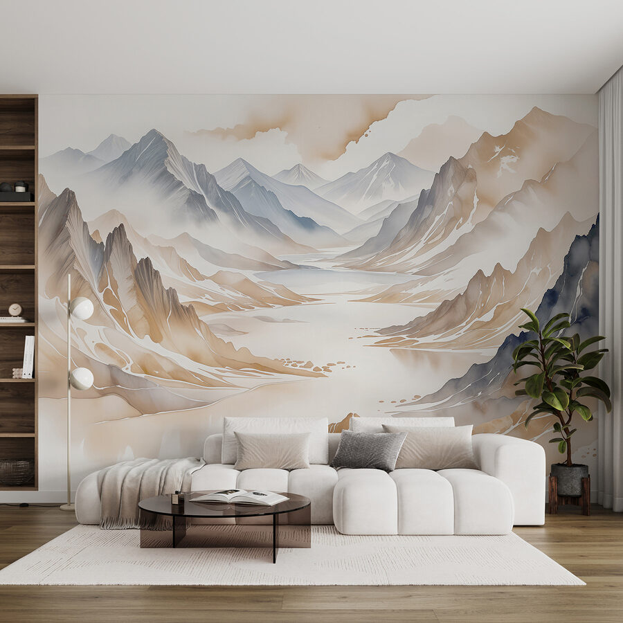 Papel de parede Rio que atravessa um vale de montanhas - Image 2