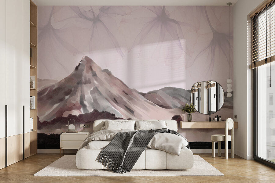 Papel de parede Pintura de uma cadeia de montanhas