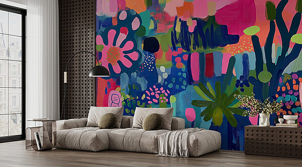 Pintura colorida de plantas e flores Pintura colorida de plantas e flores
