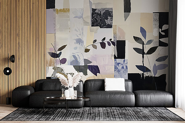 Pintura de folhas e quadrados Pintura de folhas e quadrados