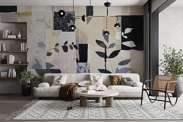 Pintura de folhas e quadrados Pintura de folhas e quadrados