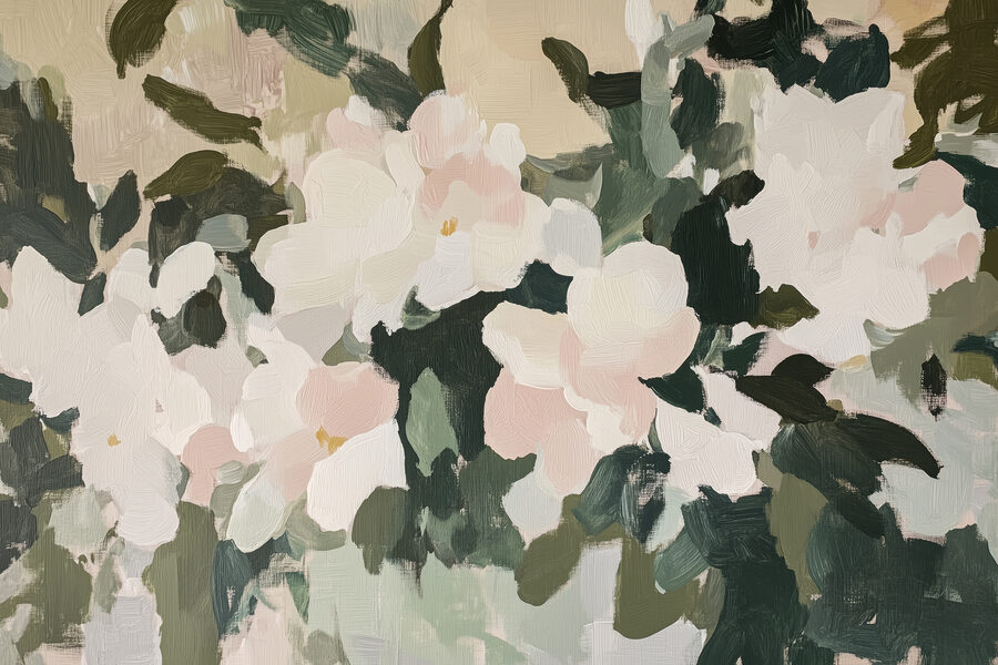 Pintura de flores e folhas Pintura de flores e folhas