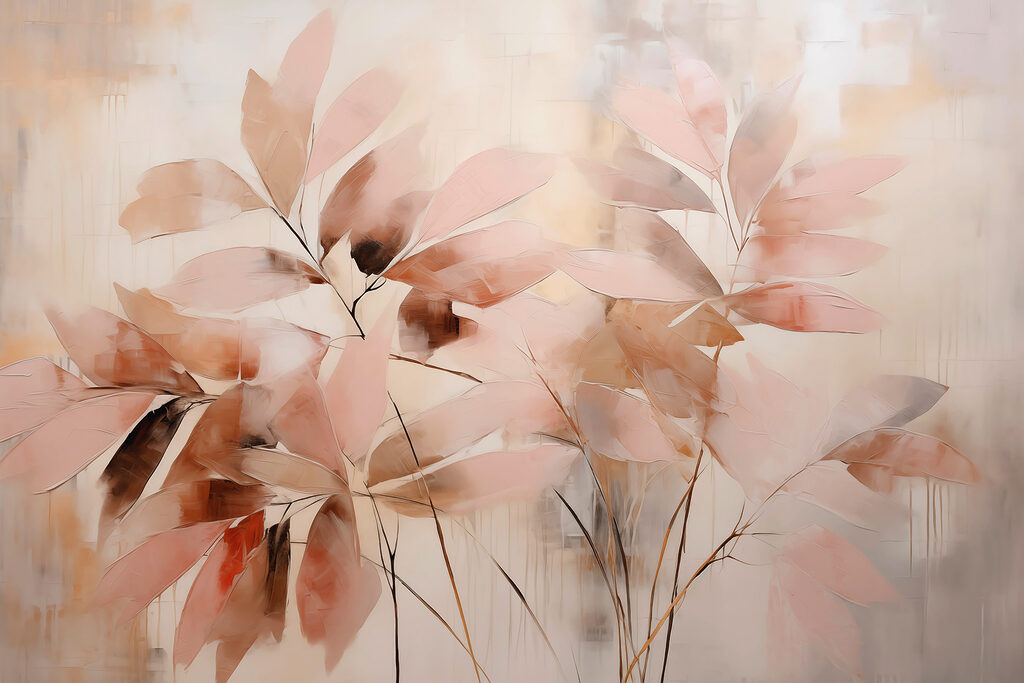 Pintura de folhas sobre uma superfície branca Pintura de folhas sobre uma superfície branca
