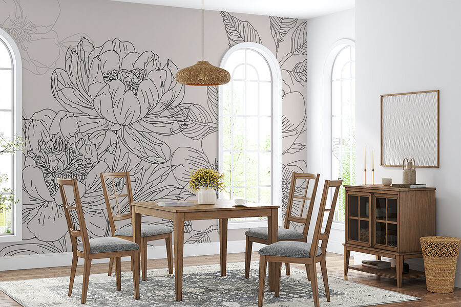 Desenho de flores e folhas